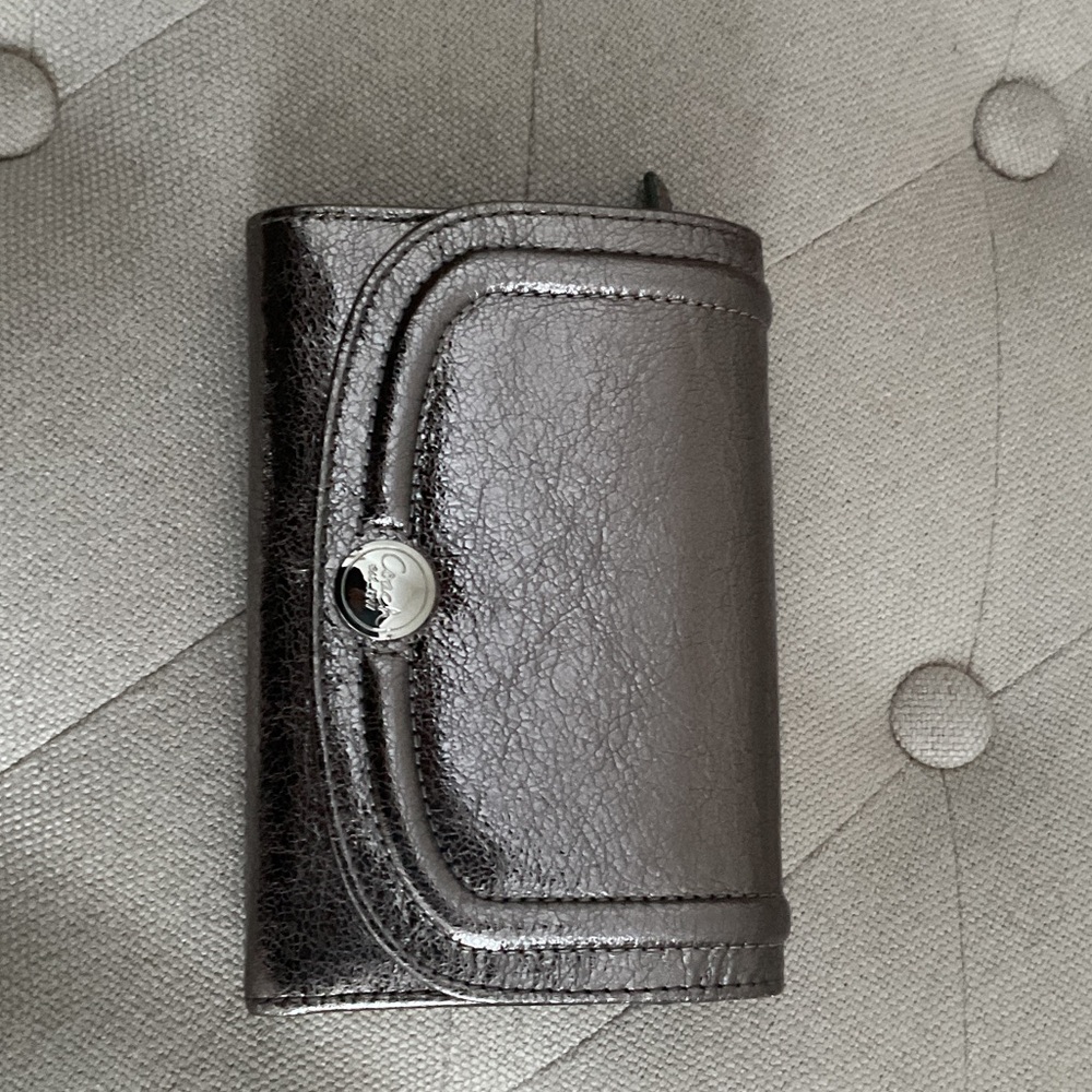 Coach Metallic Silver Pewter Leather Wallet